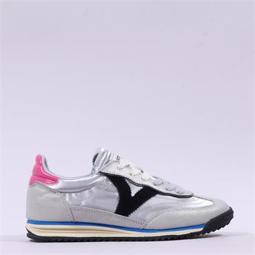 Victoria Saturno Metallic Retro Trainer - Silver Pink